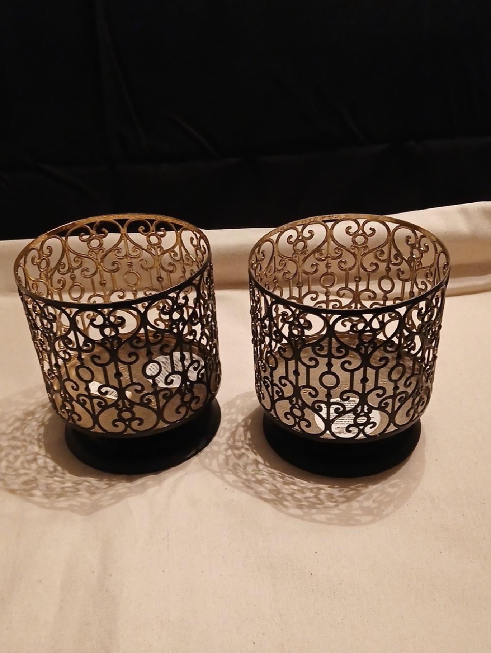 Bath & Body Works Gold Filigree Votive Candle Holders (Pair)